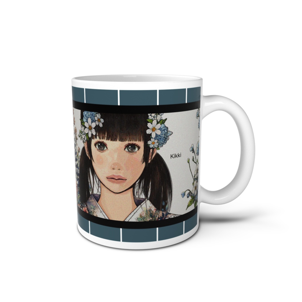花と着物 マグカップ改