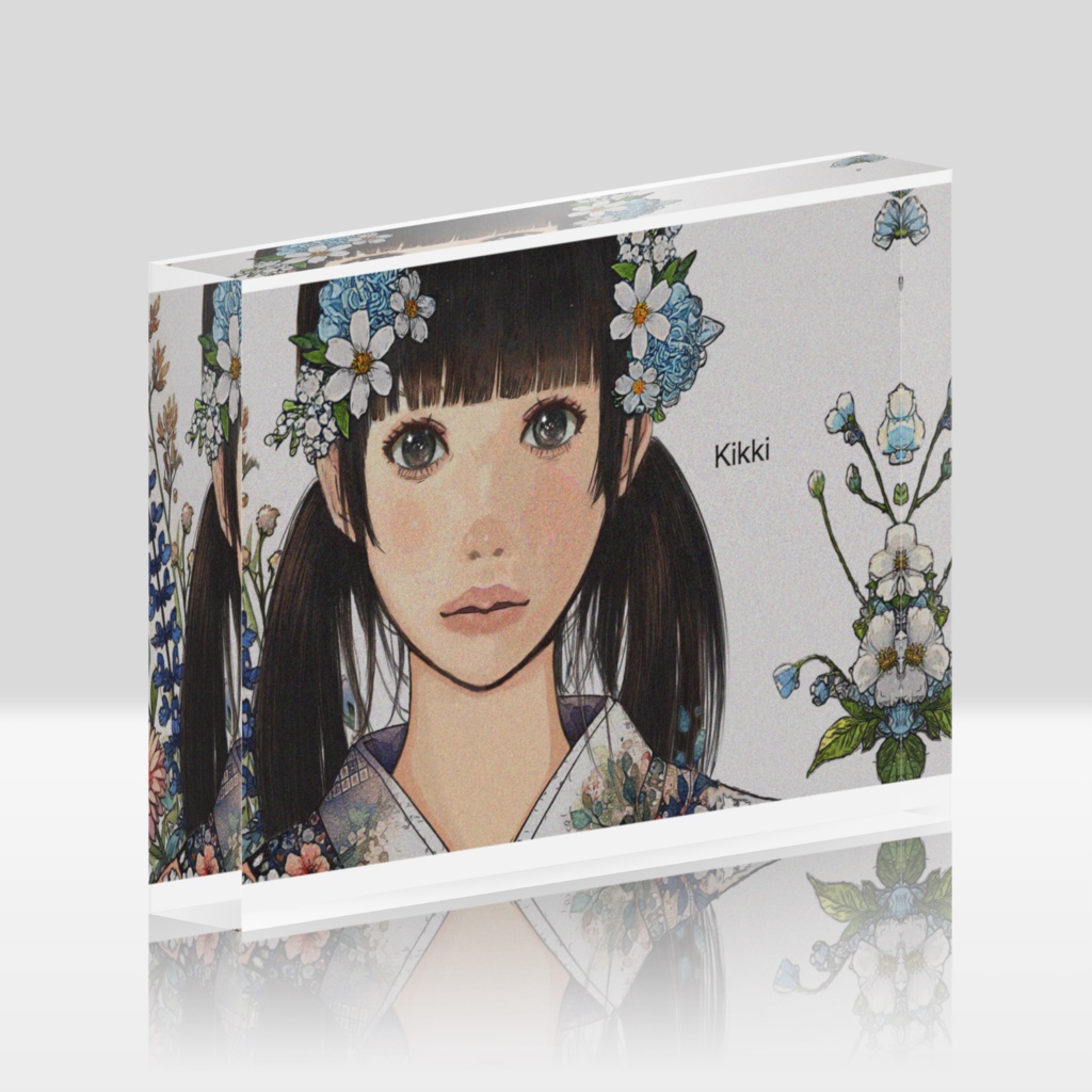アクリルブロック 花と着物