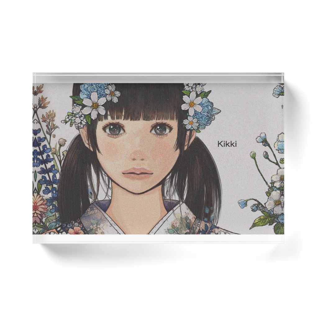 アクリルブロック 花と着物