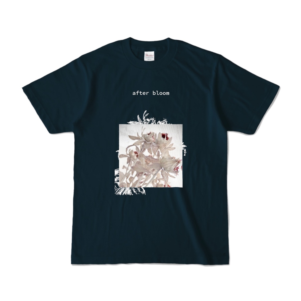 Tシャツ　after bloom 前面プリント　紺色