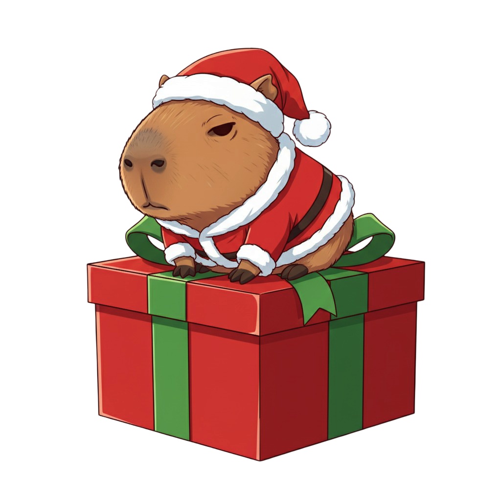 【カピバラ版】無表情サンタカピバラ・全10種PNG素材集【癒し系/VTuber配信/SNS可】