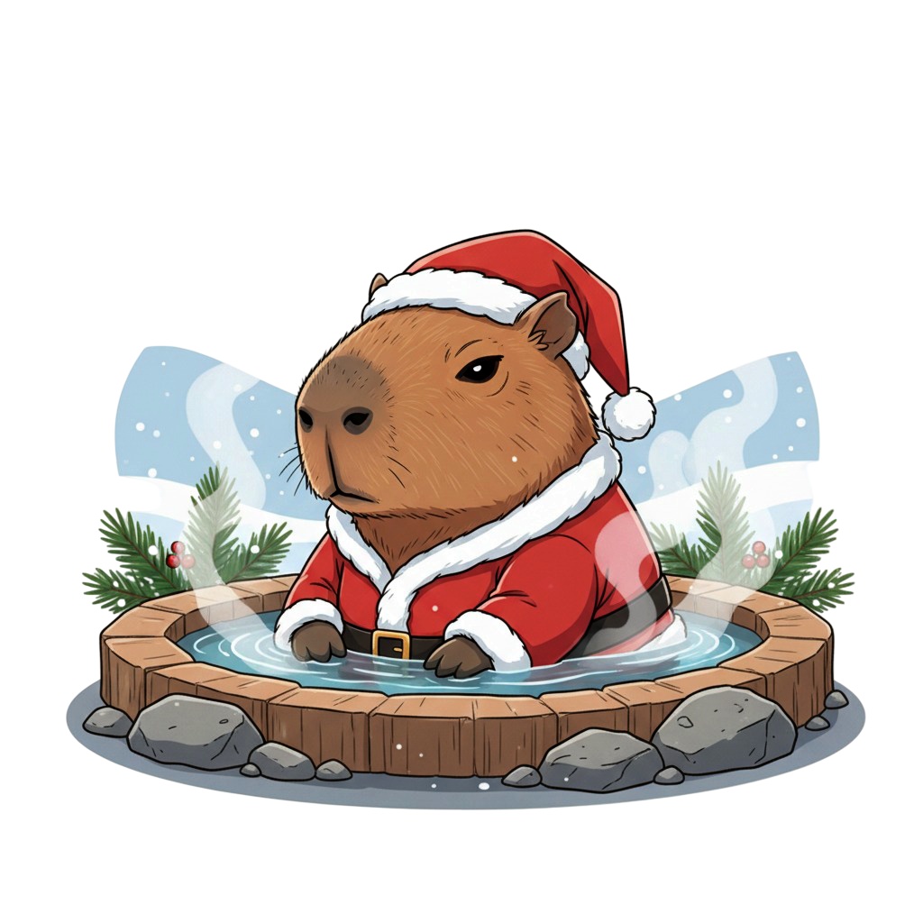 【カピバラ版】無表情サンタカピバラ・全10種PNG素材集【癒し系/VTuber配信/SNS可】