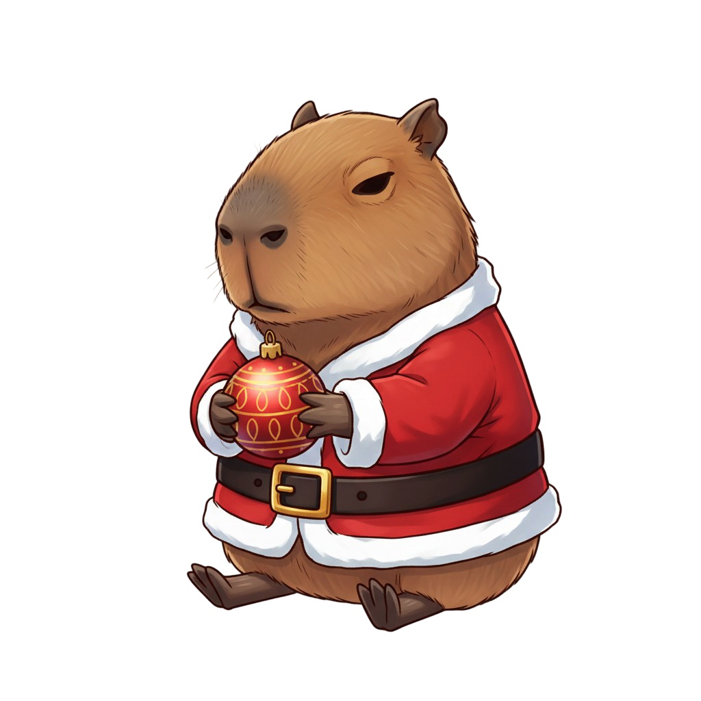 【カピバラ版】無表情サンタカピバラ・全10種PNG素材集【癒し系/VTuber配信/SNS可】