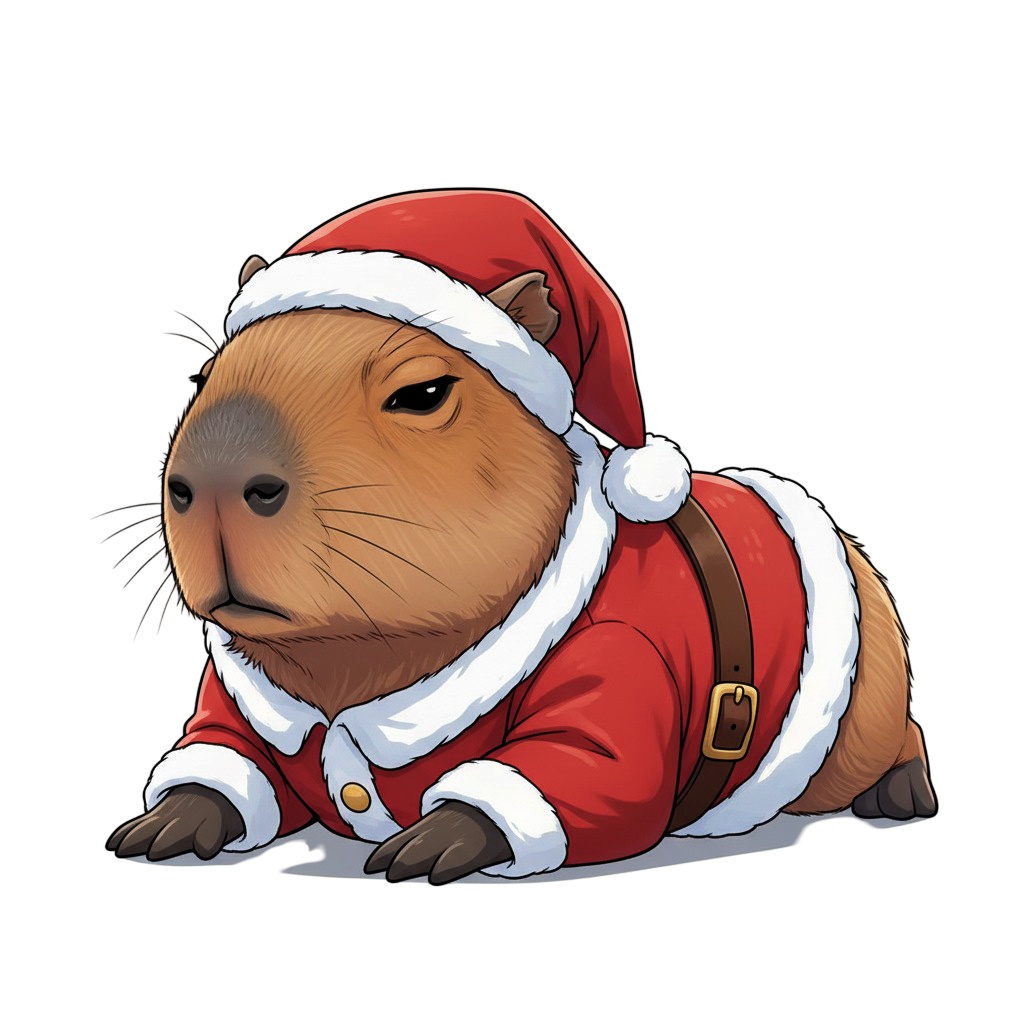 【カピバラ版】無表情サンタカピバラ・全10種PNG素材集【癒し系/VTuber配信/SNS可】