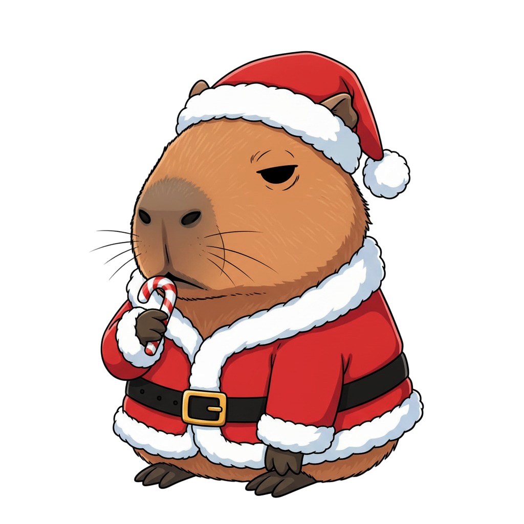 【カピバラ版】無表情サンタカピバラ・全10種PNG素材集【癒し系/VTuber配信/SNS可】