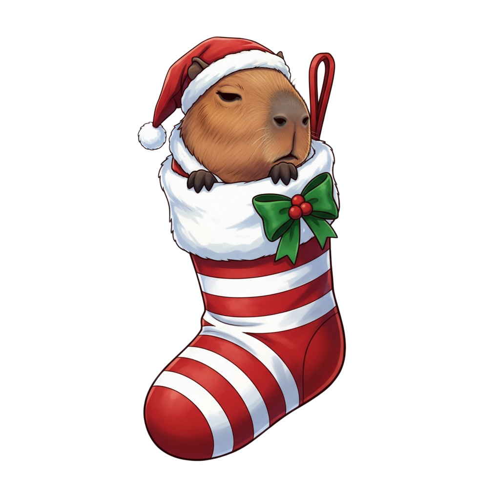 【カピバラ版】無表情サンタカピバラ・全10種PNG素材集【癒し系/VTuber配信/SNS可】