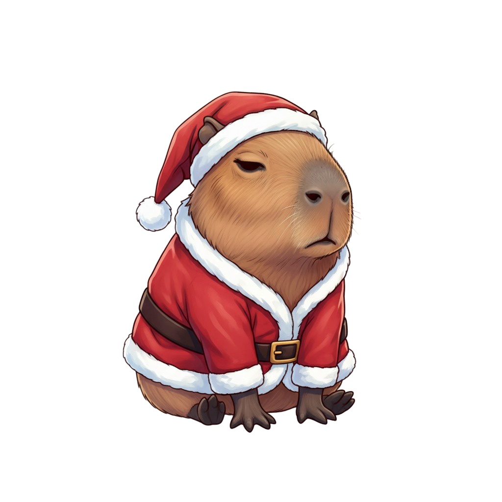【カピバラ版】無表情サンタカピバラ・全10種PNG素材集【癒し系/VTuber配信/SNS可】
