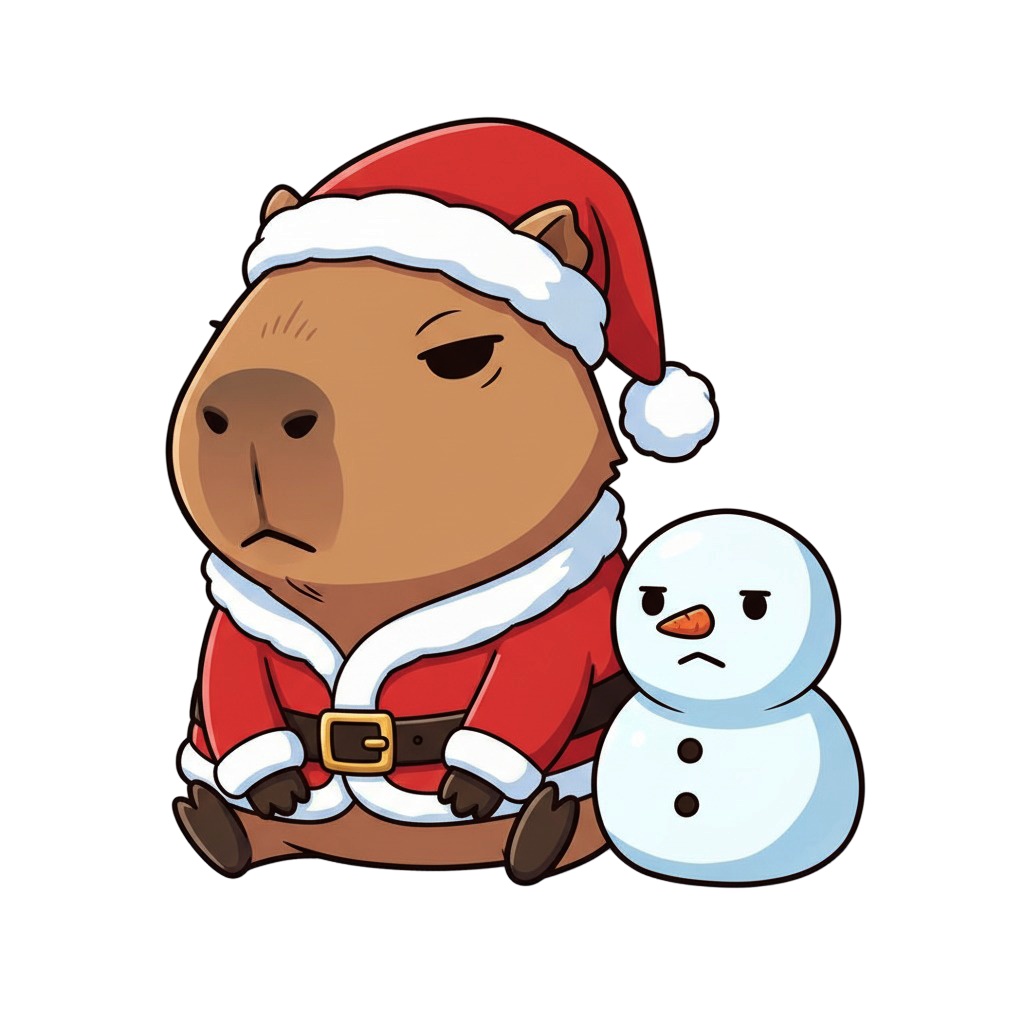 【カピバラ版】無表情サンタカピバラ・全10種PNG素材集【癒し系/VTuber配信/SNS可】