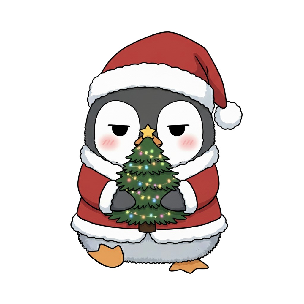 【ペンギン版】無表情サンタペンギン・全10種PNG素材集【癒し系/VTuber配信/SNS可】