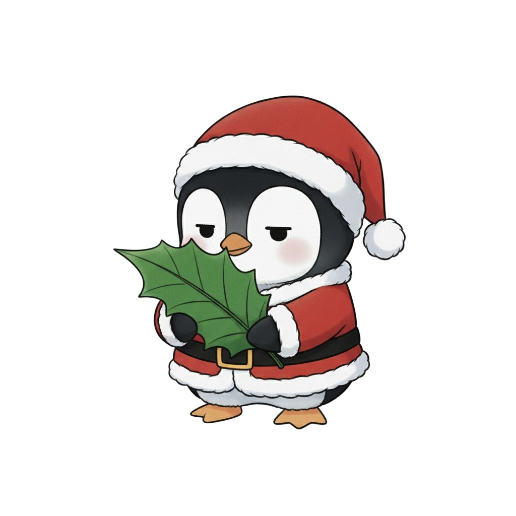 【ペンギン版】無表情サンタペンギン・全10種PNG素材集【癒し系/VTuber配信/SNS可】