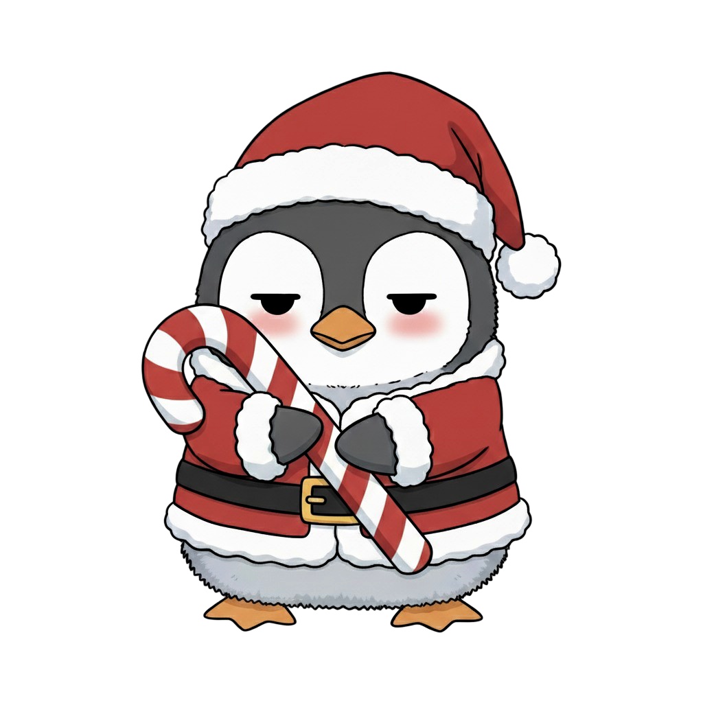 【ペンギン版】無表情サンタペンギン・全10種PNG素材集【癒し系/VTuber配信/SNS可】