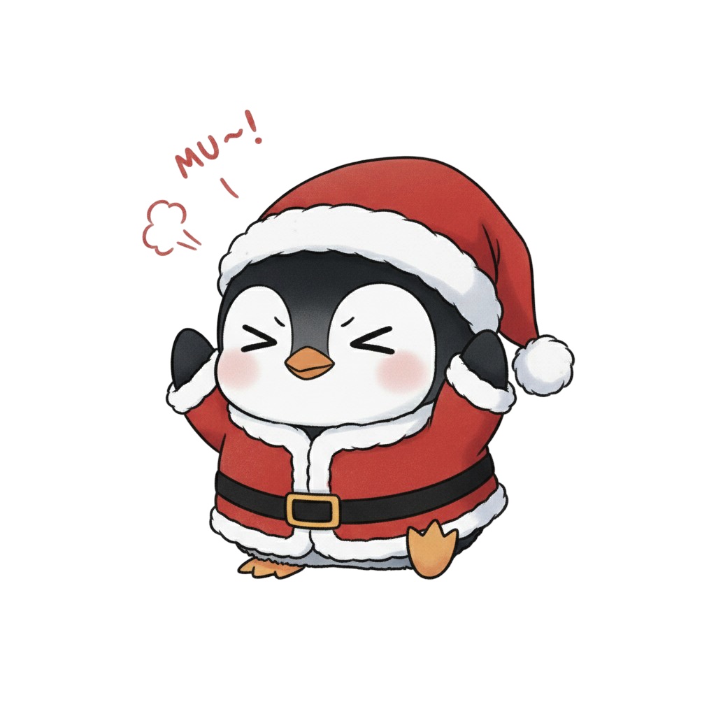 【ペンギン版】無表情サンタペンギン・全10種PNG素材集【癒し系/VTuber配信/SNS可】