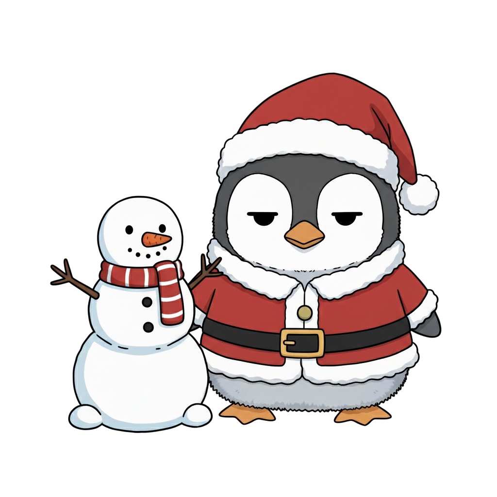 【ペンギン版】無表情サンタペンギン・全10種PNG素材集【癒し系/VTuber配信/SNS可】