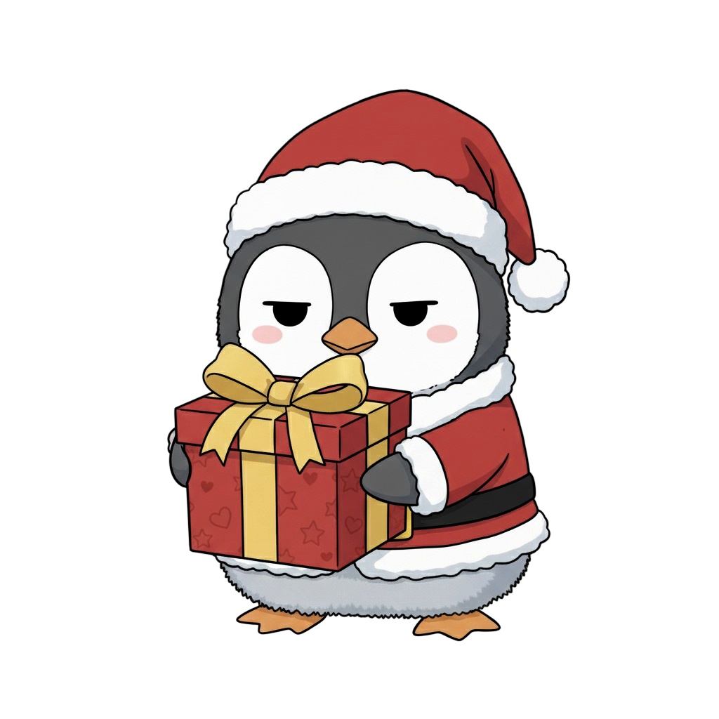 【ペンギン版】無表情サンタペンギン・全10種PNG素材集【癒し系/VTuber配信/SNS可】