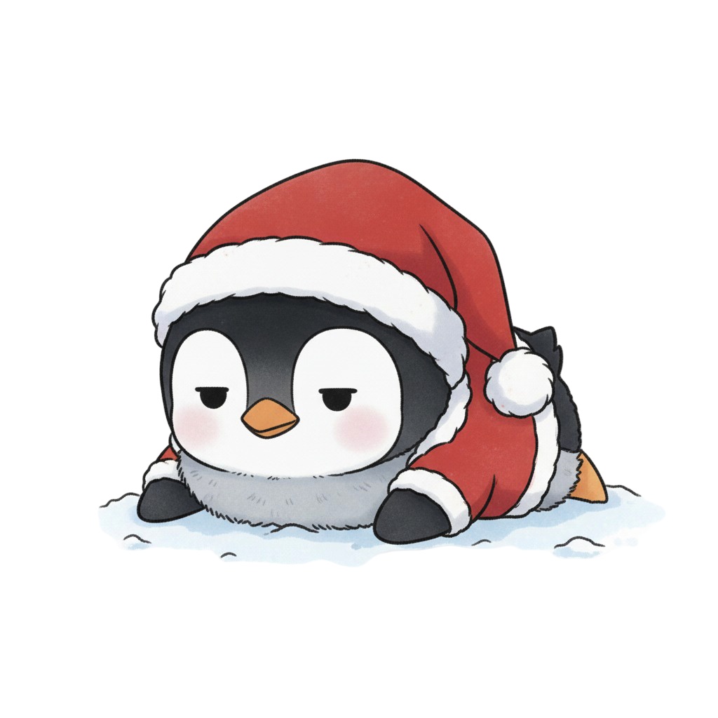 【ペンギン版】無表情サンタペンギン・全10種PNG素材集【癒し系/VTuber配信/SNS可】