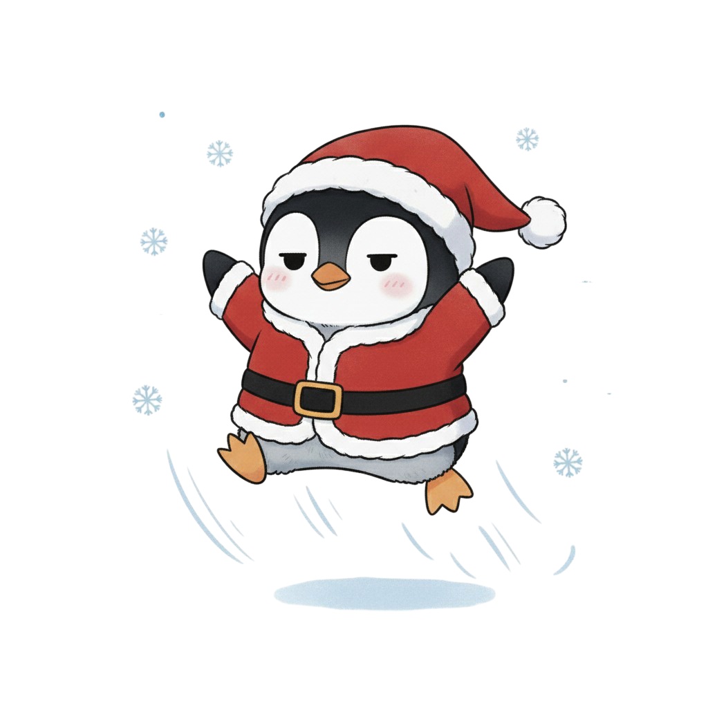 【ペンギン版】無表情サンタペンギン・全10種PNG素材集【癒し系/VTuber配信/SNS可】