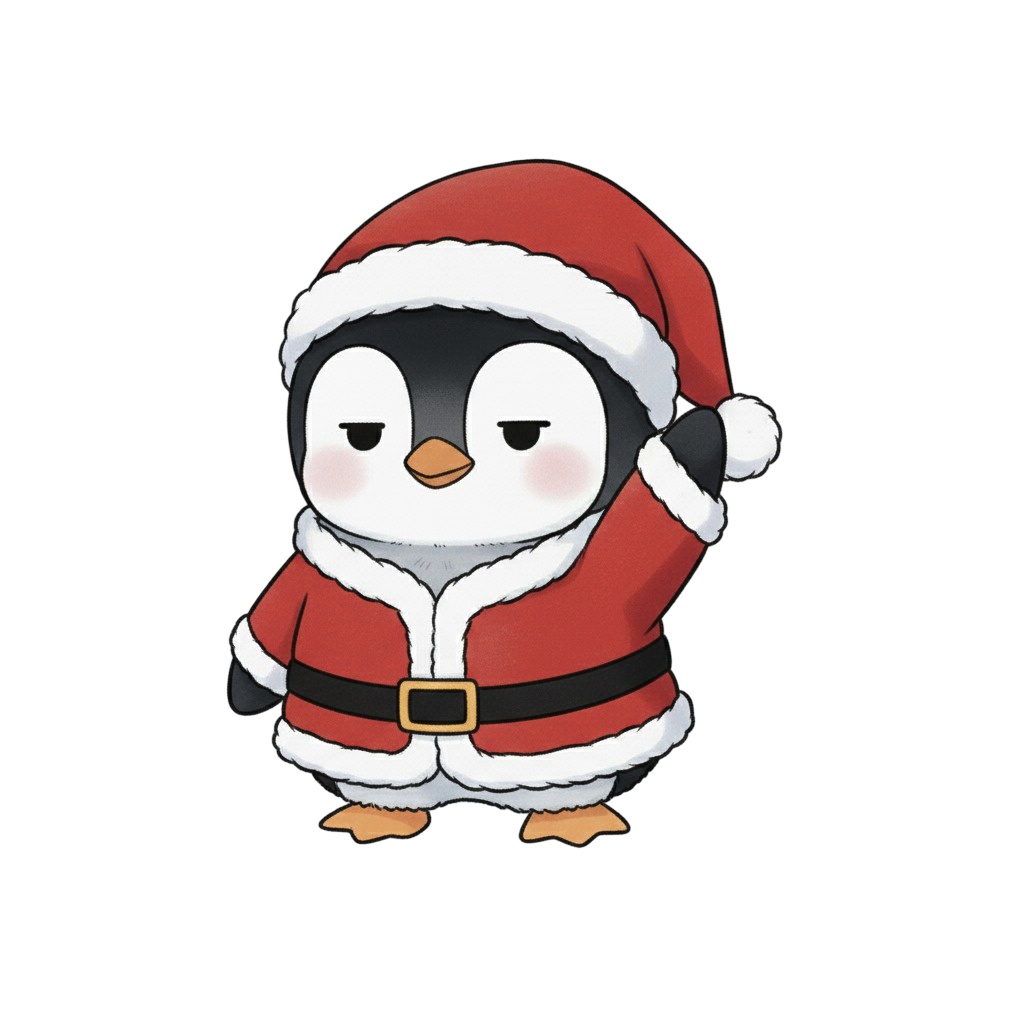 【ペンギン版】無表情サンタペンギン・全10種PNG素材集【癒し系/VTuber配信/SNS可】