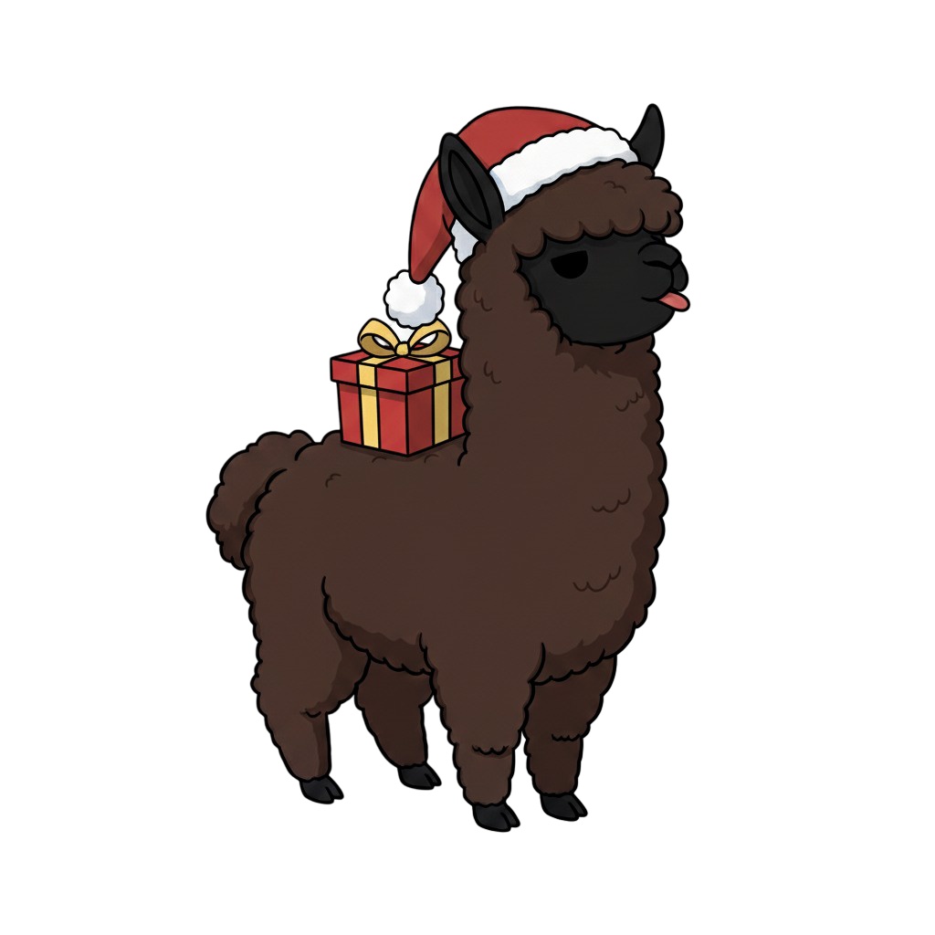 【アルパカ版】無表情サンタアルパカ・全10種PNG素材集【癒し系/VTuber配信/SNS可】