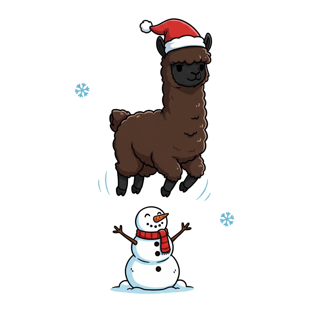【アルパカ版】無表情サンタアルパカ・全10種PNG素材集【癒し系/VTuber配信/SNS可】