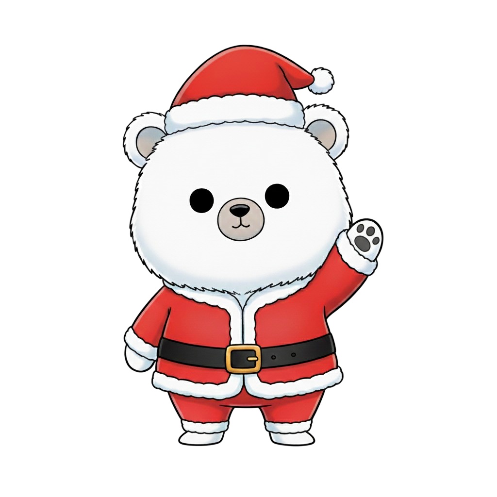 【白クマ版】無表情サンタ白クマ・全10種PNG素材集【癒し系/VTuber配信/SNS可】
