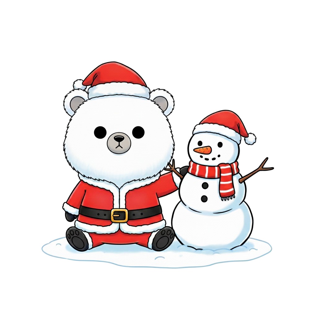 【白クマ版】無表情サンタ白クマ・全10種PNG素材集【癒し系/VTuber配信/SNS可】