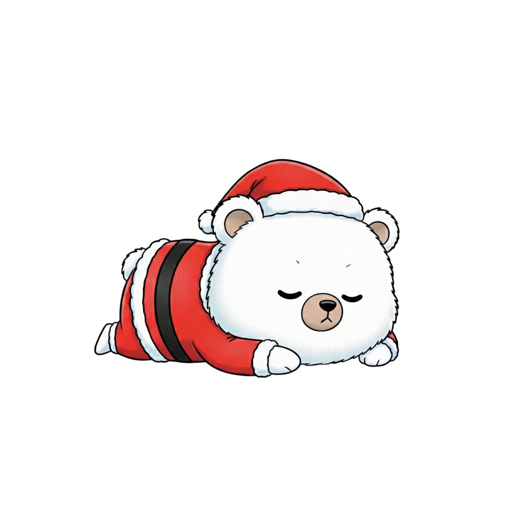 【白クマ版】無表情サンタ白クマ・全10種PNG素材集【癒し系/VTuber配信/SNS可】