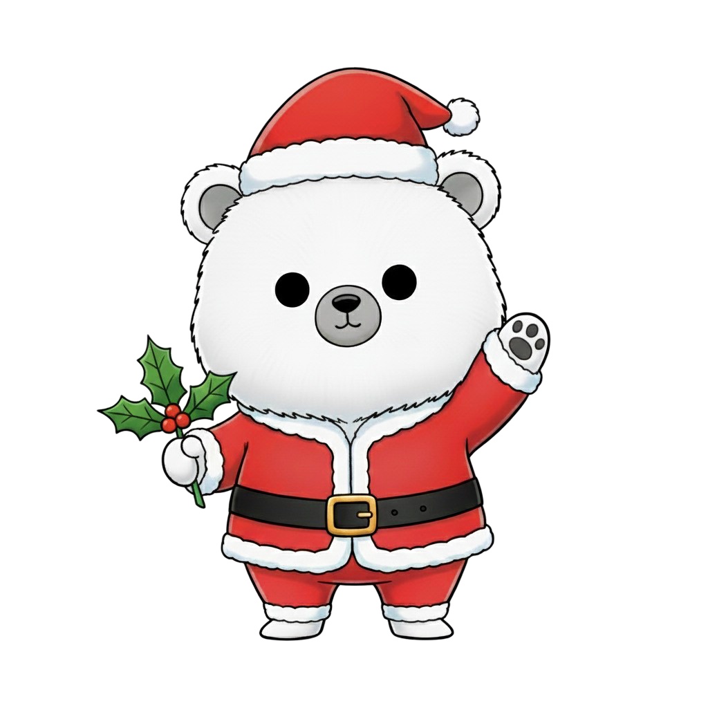 【白クマ版】無表情サンタ白クマ・全10種PNG素材集【癒し系/VTuber配信/SNS可】