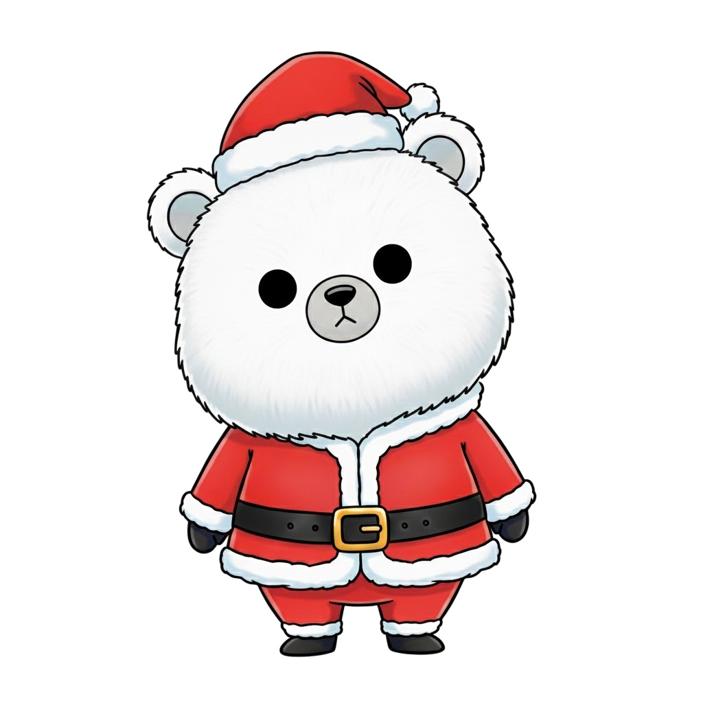 【白クマ版】無表情サンタ白クマ・全10種PNG素材集【癒し系/VTuber配信/SNS可】