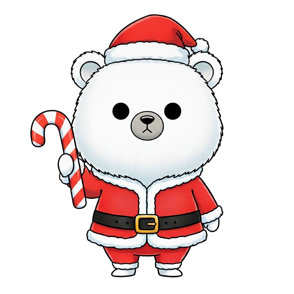 【白クマ版】無表情サンタ白クマ・全10種PNG素材集【癒し系/VTuber配信/SNS可】