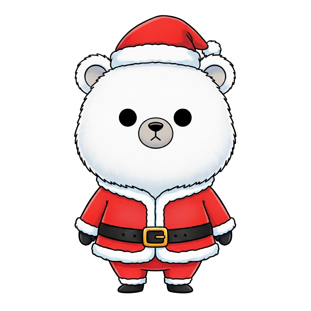 【白クマ版】無表情サンタ白クマ・全10種PNG素材集【癒し系/VTuber配信/SNS可】
