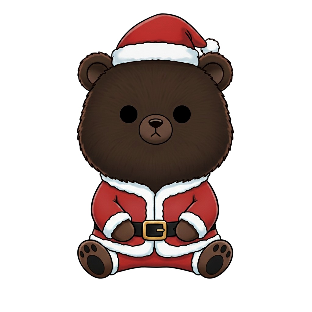 【茶クマ版】無表情サンタ茶クマ・全10種PNG素材集【癒し系/VTuber配信/SNS可】