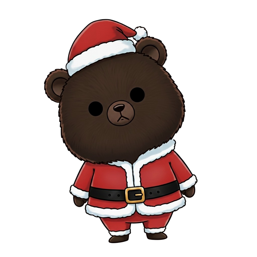 【茶クマ版】無表情サンタ茶クマ・全10種PNG素材集【癒し系/VTuber配信/SNS可】