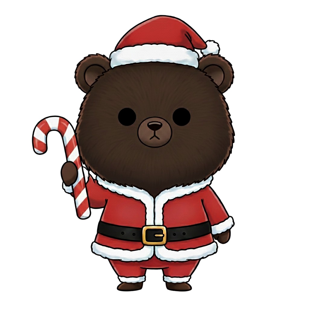 【茶クマ版】無表情サンタ茶クマ・全10種PNG素材集【癒し系/VTuber配信/SNS可】