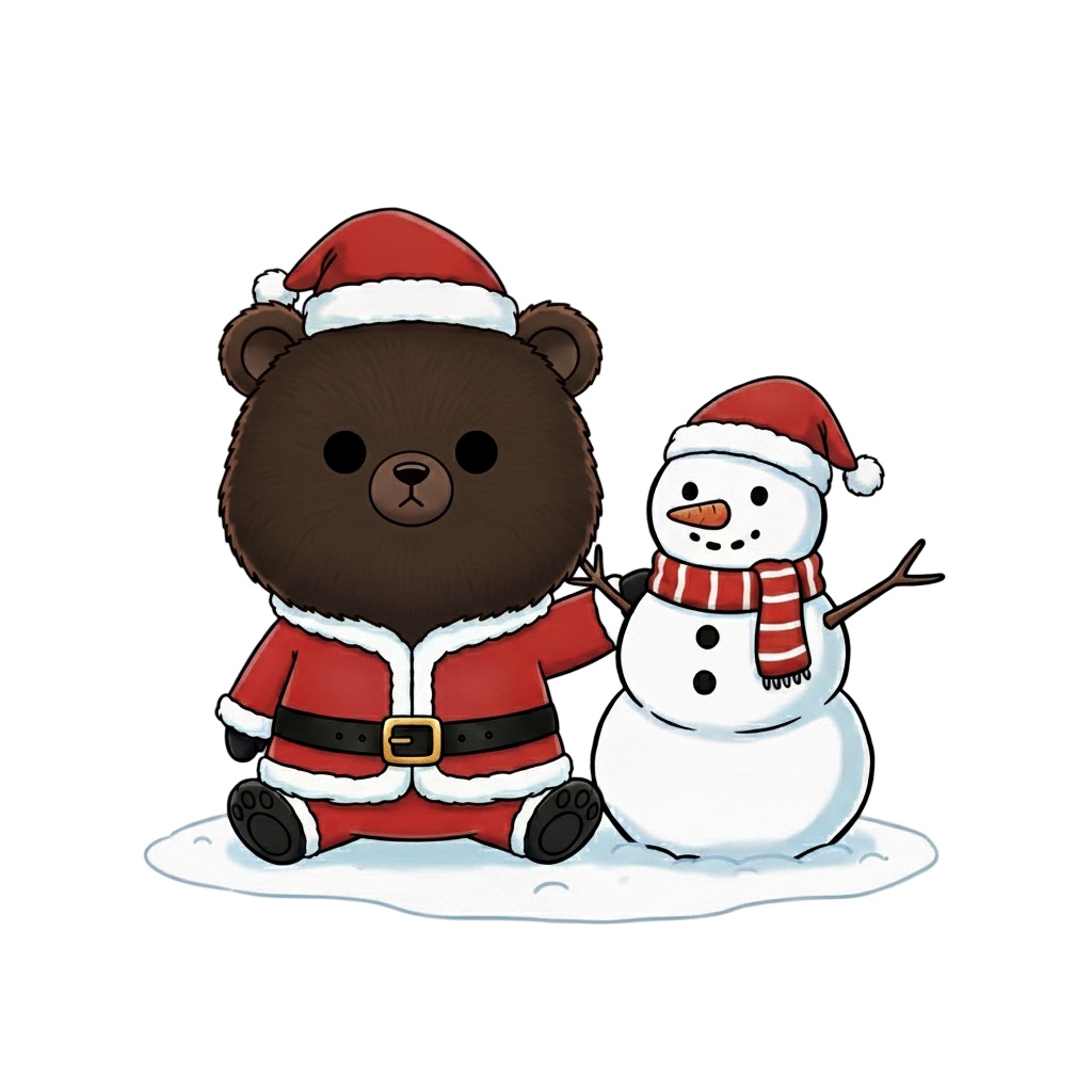 【茶クマ版】無表情サンタ茶クマ・全10種PNG素材集【癒し系/VTuber配信/SNS可】