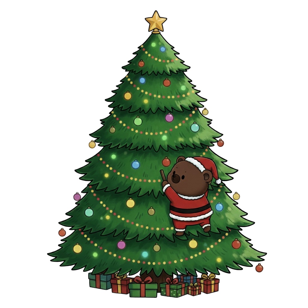 【茶クマ版】無表情サンタ茶クマ・全10種PNG素材集【癒し系/VTuber配信/SNS可】