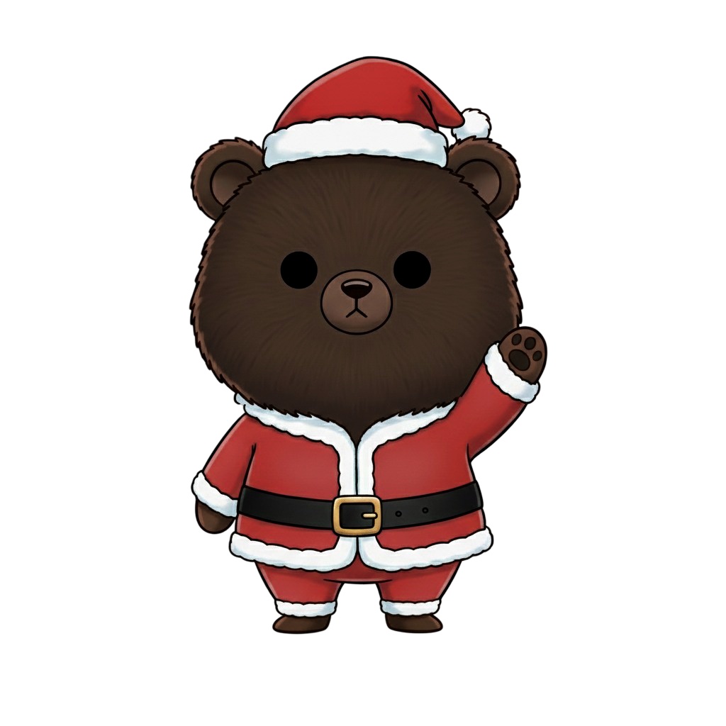 【茶クマ版】無表情サンタ茶クマ・全10種PNG素材集【癒し系/VTuber配信/SNS可】