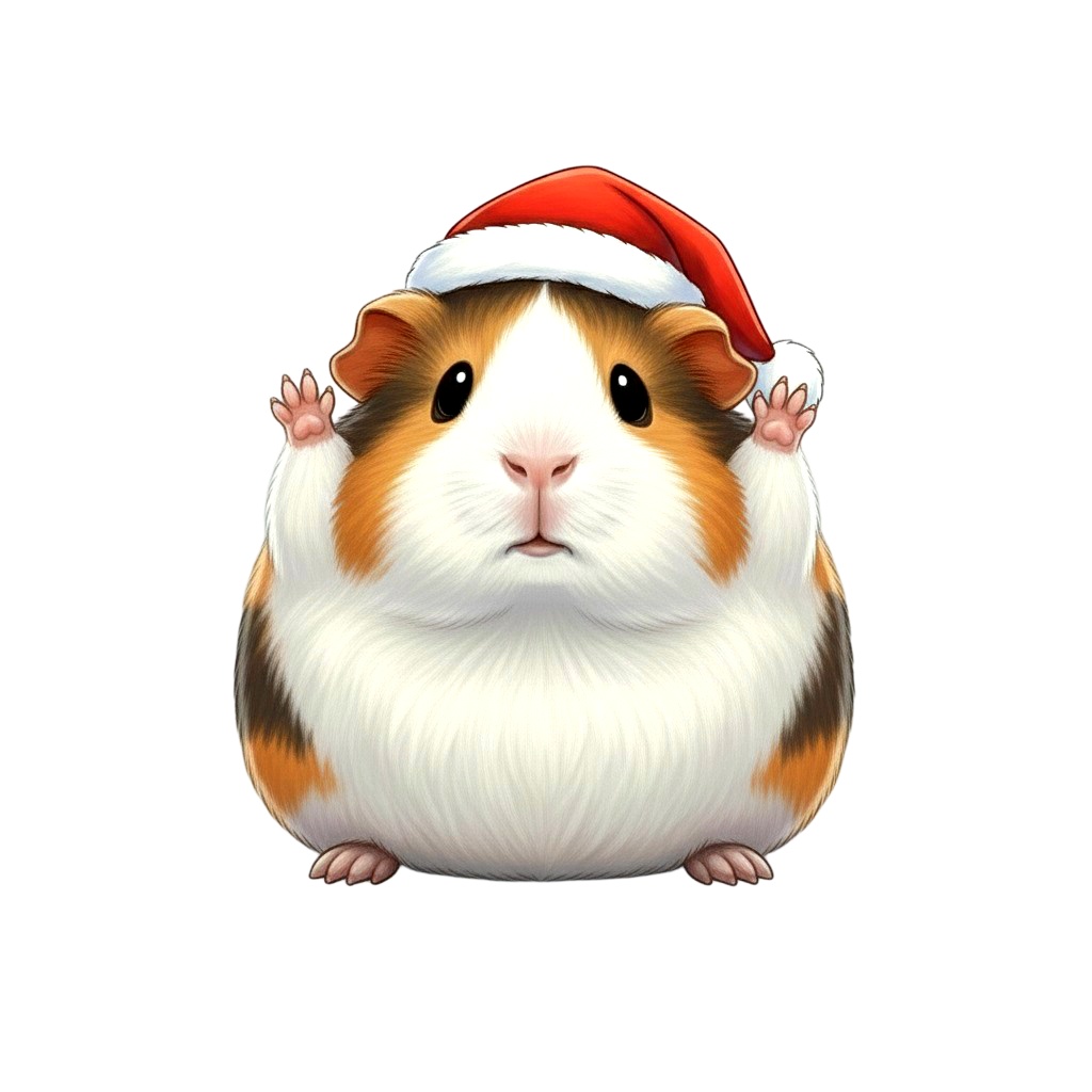 【モルモット版】無表情サンタモルモット・全10種PNG素材集【癒し系/VTuber配信/SNS可】