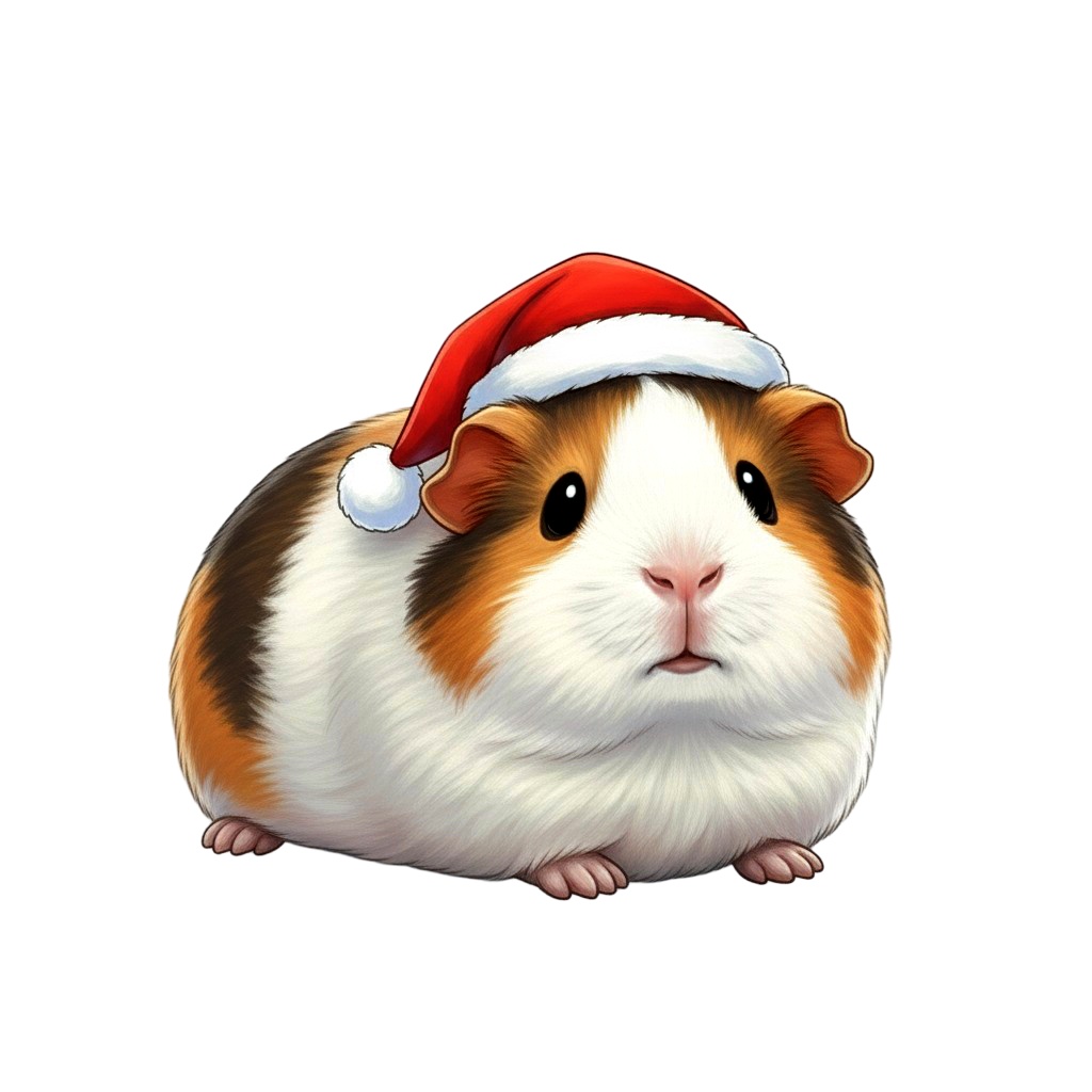 【モルモット版】無表情サンタモルモット・全10種PNG素材集【癒し系/VTuber配信/SNS可】
