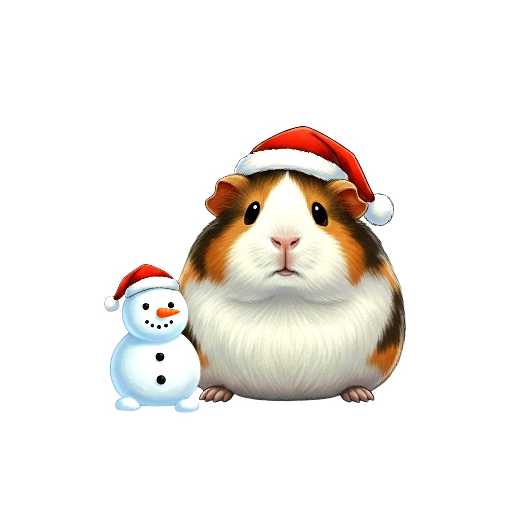 【モルモット版】無表情サンタモルモット・全10種PNG素材集【癒し系/VTuber配信/SNS可】