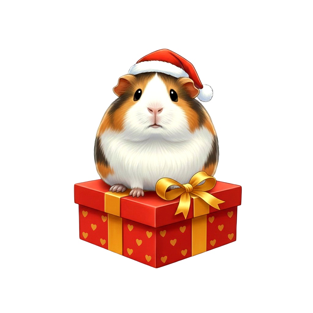 【モルモット版】無表情サンタモルモット・全10種PNG素材集【癒し系/VTuber配信/SNS可】