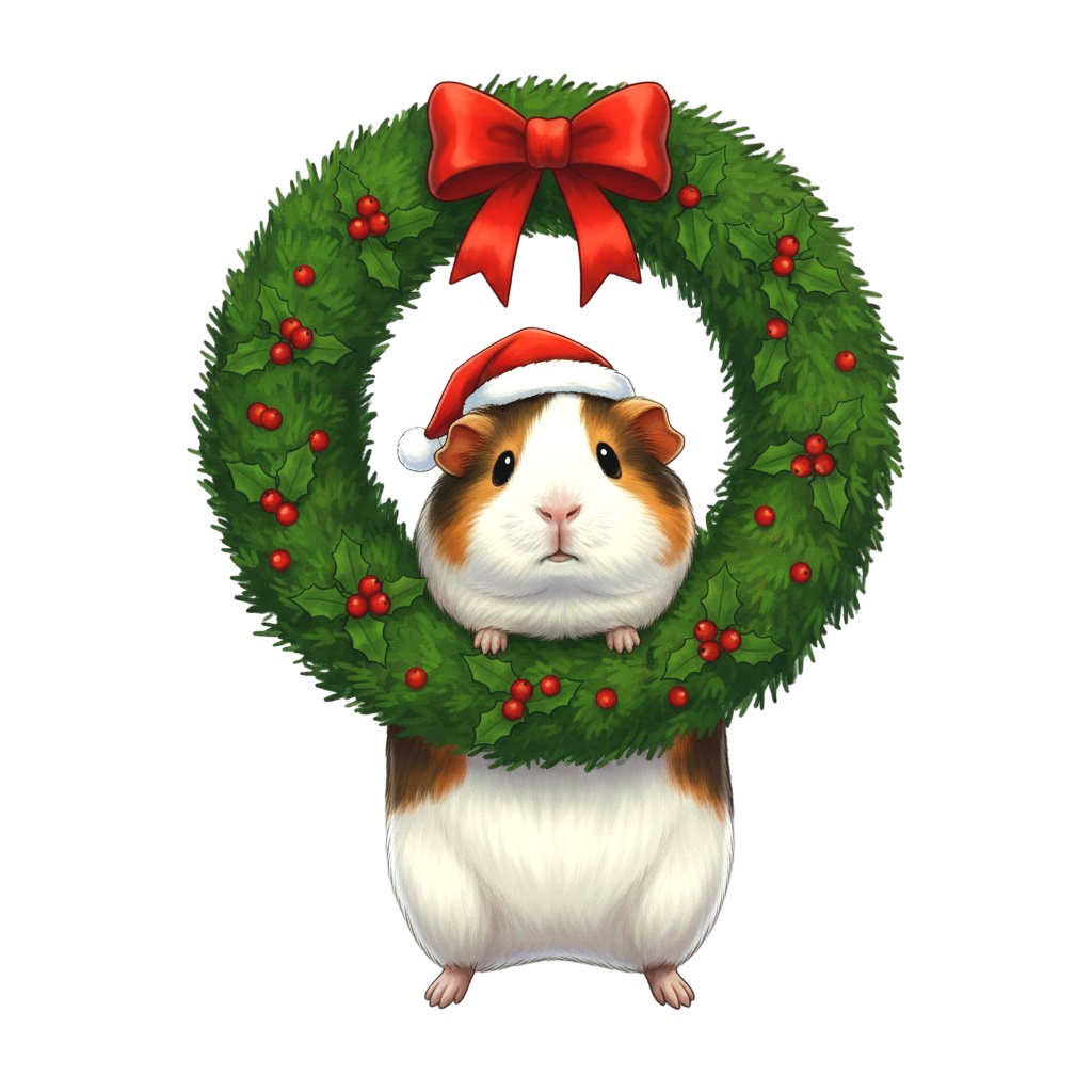 【モルモット版】無表情サンタモルモット・全10種PNG素材集【癒し系/VTuber配信/SNS可】