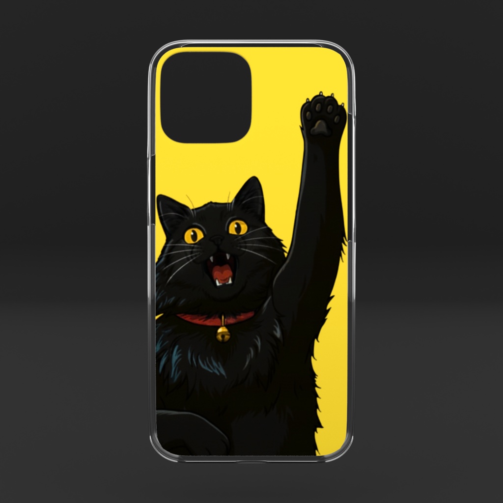 元気な黒猫のにゃ~スマホケース【オリジナルイラスト】(片手)3