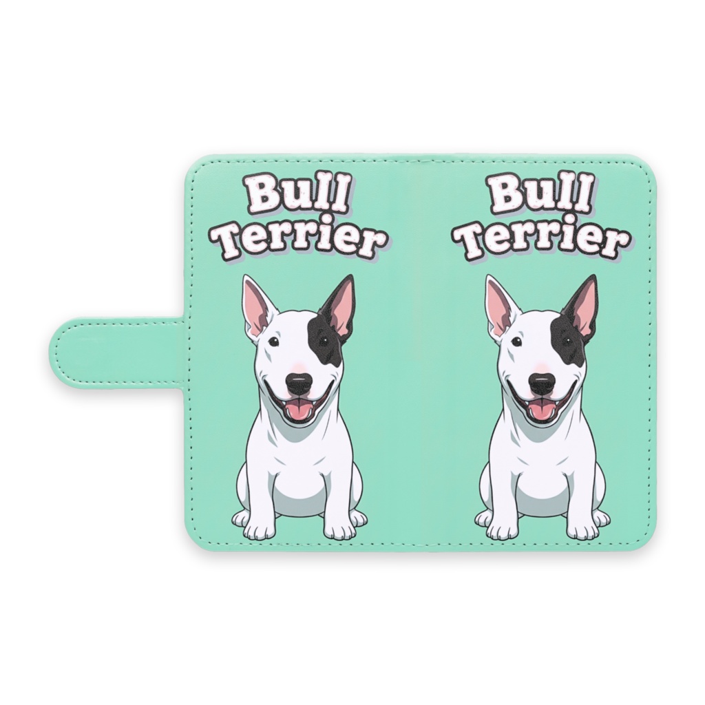 ブルテリア骨ロゴ手帳型Androidケース・スマホカバー【オリジナルイラスト】(ミントグリーン)1