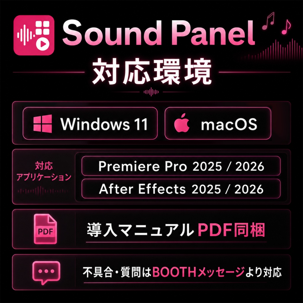 Premiere Pro / After Effects用「Sound Panel サウンドパネル」|Windows・mac対応