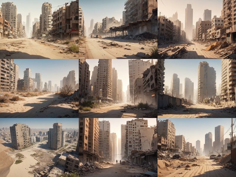 ■フリー背景素材■砂漠化した都市■40枚■1024×768(4:3)■イラスト/ゲーム/TRPGなど