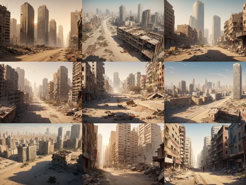 ■フリー背景素材■砂漠化した都市■40枚■1024×768(4:3)■イラスト/ゲーム/TRPGなど