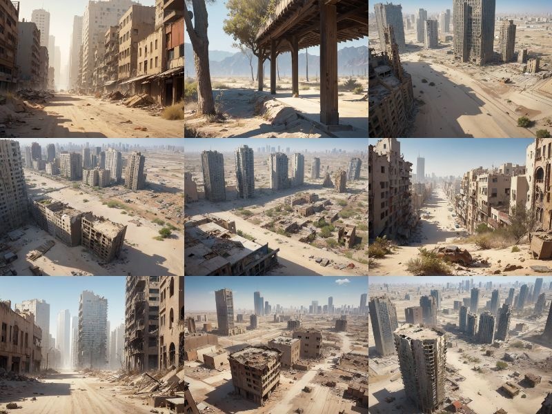 ■フリー背景素材■砂漠化した都市■40枚■1024×768(4:3)■イラスト/ゲーム/TRPGなど