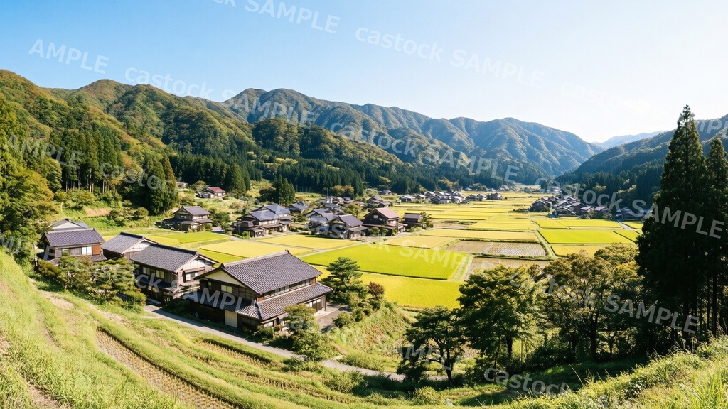 【AI背景素材】日本の里山・田園 26枚セット|写真風・人物なし・商用OK|castock