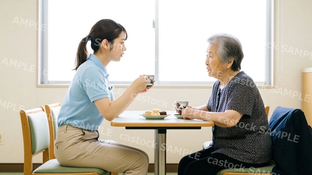 【AI写真素材】介護施設のシーン素材 26枚セット|デイサービス・介護の現場・架空の人物|商用OK|castock