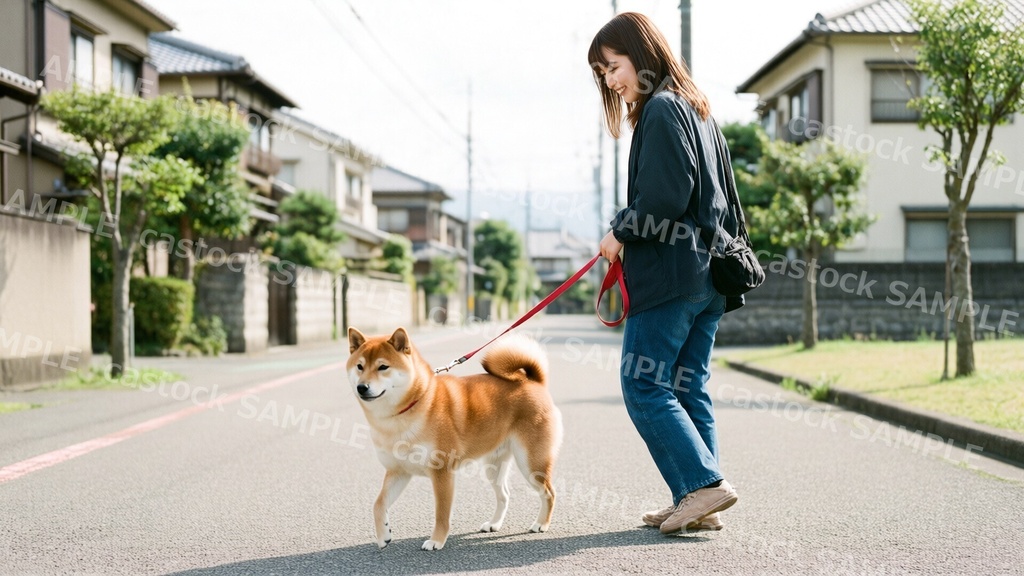 【AI写真素材】犬と暮らす 26枚セット|柴犬・トイプードル・散歩・飼い主とのふれあい|商用OK|castock